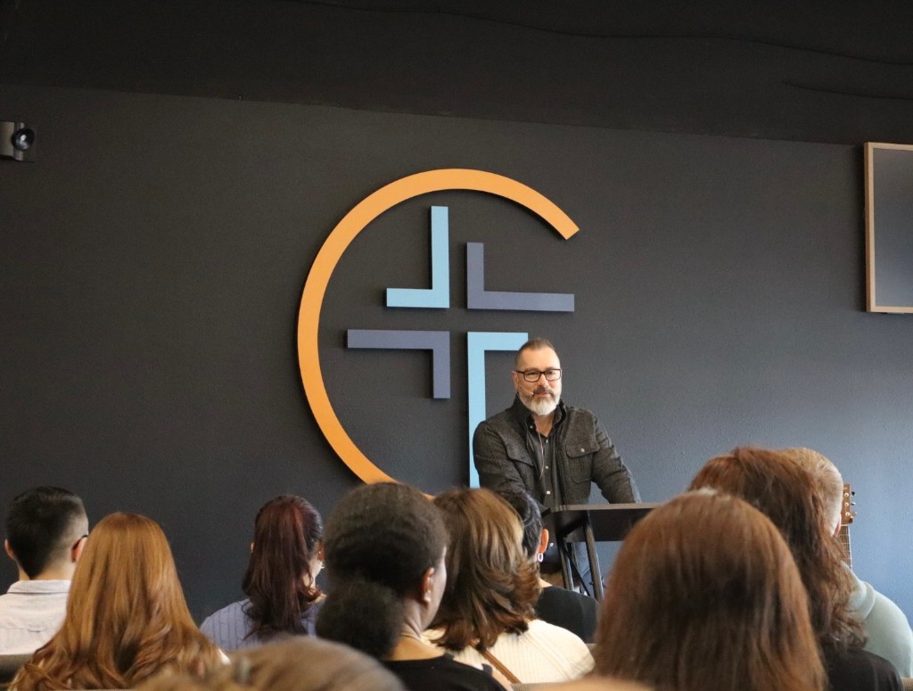 Pastor Matt preaching at Crossview Church